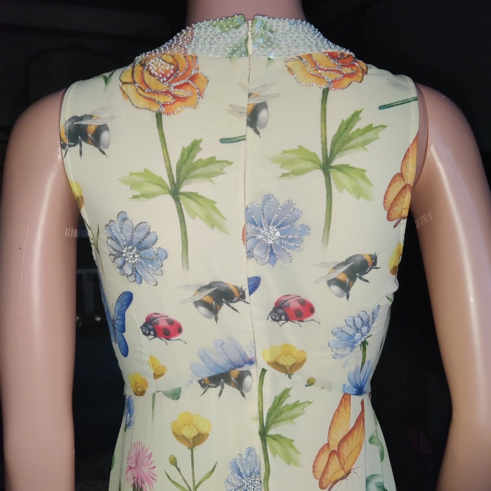 Anthropologie Pankaj & Nidhi Floral Insect Dress 0p
